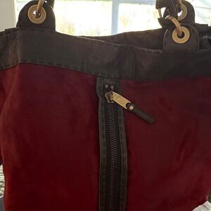 Cynthia Rowley Burgundy and Black Handbag - leather and calf hair